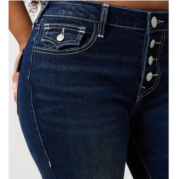 NWT $159 TRUE RELIGION WOMEN'S JEANS 29 BECCA EXPOSED BUTTON FLY BOOTCUT JEANS - Picture 5 of 16